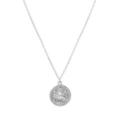 Zodiac Sign Medal Necklae - The M Jewelers Sterling Silver Zodiac Sign Pendant Necklace, Sterling Silver Zodiac Sign Charm Pendant Necklace, Sterling Silver Zodiac Sign Pendant Charm Necklaces, Silver Zodiac Sign Charm Necklace, Silver Sterling Zodiac Sign Charm Necklace, Symbolic Silver Medallion Necklace Tarnish Resistant, Symbolic Silver Medallion Necklace, Symbolic Silver Tarnish Resistant Medallion Necklace, Symbolic Silver Tarnish-resistant Medallion Necklace