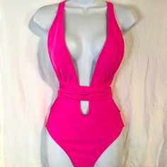 Brand New Without Tags Women’s One Piece Swimsuit. Size Small. Hot Pink Color. Strapy Plunge Neckline. Fast Shipping From A Clean Smoke Free Environment. Hot Pink Swimwear, Capezio Leotards, Hot Pink Swimsuit, Wrap Swimsuit, Ruched Swimsuit, Pink Swimwear, Rashguard Swimsuit, Bandeau One Piece Swimsuit, Hot Pink Color