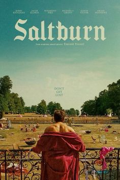 a movie poster for the film southern with a woman wrapped in a red towel looking out over a fence