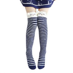 Size: One size, Color: Sky Blue Dark Green Sky, Kawaii Winter, Striped Stockings, Green Sky, Long Socks, Milky White, Green And Khaki, Office Outfits, Military Green