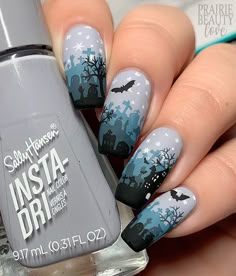 Supernatural Nails, Haunted Graveyard, Holloween Nails, Classy Nail Art, Really Cute Nails, Stamping Nail Art