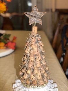 a christmas tree made out of wine corks