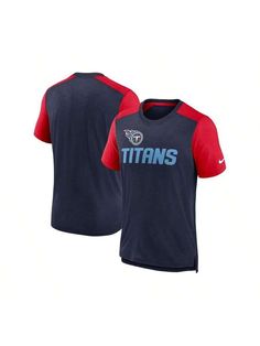 Make your Tennessee Titans fandom more noticeable with this Color Block Team Name T-shirt from Nike. Its two-tone design catches the eye and emphasizes the Tennessee Titans graphics printed across the chest. Split hems also provide a more comfortable fit and feel. 
Screen print graphics 
Officially licensed 
Crew neck 
Short sleeve 
Droptail hem with side splits 
Sports Fan Shop by LIDS 
This item purchased online must be returned to the vendor by mail only. This item cannot be returned to Macy' Overalls Flare, Boyfriend Style, Outdoor Men, Girls Denim, Red Shorts, Women's Shapewear, Sports Tees, College Fashion, Team Names