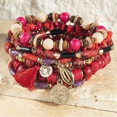 Love This Color Multi Strand With Charm And Tassel Accents Approx. L 8.25 Diameter 2 Inches Bundle For Discount Ships The Same Or Next Business Day Bohemian Red Beaded Bracelets For Vacation, Adjustable Red Stackable Beaded Bracelets, Adjustable Stackable Red Beaded Bracelets, Red Adjustable Stackable Beaded Bracelets, Trendy Red Beaded Bracelets For Beach, Handmade Bohemian Bracelets For Holiday, Trendy Red Bracelet For Festival, Bohemian Handmade Bracelets For Holiday, Adjustable Bohemian Jewelry For Holiday