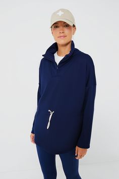 Navy Cinched Quarter Zip Pullover Nothing But Love, Play All Day, Marathons, Cropped Sweatshirt, Quarter Zip Pullover, Zip Sweatshirt, Woman Colour, 1/4 Zip, Stand Collar