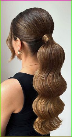 Casual to Glamorous Ponytail Hairstyles The ponytail, a timeless and universally adored hairstyle, is a true chameleon in the world of hair fashion. Its simplicity and adaptability make it the go-to choice for women of all ages and styles, whether they're headed to the office, a casual weekend outin... High Ponytail Hairstyles For Prom Sleek, Ponytail Hairdo Wedding, Long Hair Ponytail Styles Wedding, Wedding Hairstyles Ponytail High, Sleek Low Ponytail Hairstyles, Bride Hair Ponytail, Slick Back Bridal Hair, Low Curled Ponytail, Ponytail For Bride