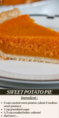 a piece of sweet potato pie on a plate