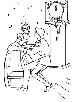 a man and woman are sitting at a table in front of a clock coloring page