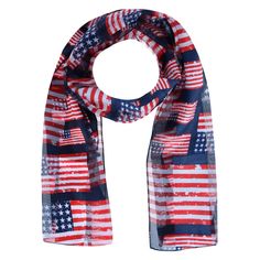 Women's Lightweight Satin American Flag Print Scarf by CTM | Winter Scarves at BeltOutlet.com