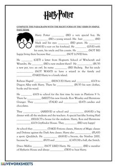 harry potter worksheet with answers and examples for students to use in the classroom