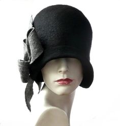 Black Felt hats felted hats Black Hat felt hats Flapper 1920 | Etsy Winter Flapper Style Brimmed Cloche Hat, Black Wool Cloche Hat, Black Wool Cloche Hat With Short Brim, Black Fur Felt Cloche Hat With Short Brim, Black Fur Felt Cloche Hat With Wide Brim, Black Fur Felt Wide Brim Cloche Hat, Black Cloche Mini Hats For Winter, Black Wide Brim Fur Felt Cloche Hat, Black Wide Brim Cloche Hat In Fur Felt