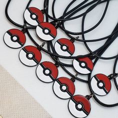 a bunch of necklaces that have been made to look like pokemon pikachu