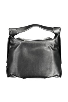 Make a sleek addition to your accessories collection with the latest from Calvin Klein. This handbag encapsulates sophistication with its versatile black design, spiced up with chic contrasting details. Perfect for the eco-conscious fashionista, this piece is crafted from sustainable materials, including 51% recycled polyester and 49% polyethylene. It features a convenient single handle, a detachable shoulder strap for style versatility, and an interior pocket that helps keep your essentials org Modern Pouch Box Bag For Shopping, Designer Black Box Bag With Leather Handles, Modern Pouch Bag With Handles, Modern Pouch Bags With Handles, Modern Pouch Bag, Designer Black Square Bucket Bag, Sleek Shoulder Bag With Top Carry Handle, Sleek Shoulder Bag With Detachable Handle For Shopping, Designer Black Bucket Bag With Double Handle