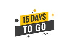 the 15 days to go logo is shown in yellow, black and white with stars