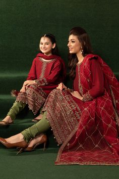 Maria B Red SF-EA23-13 Luxury Evening Wears Default Title Maria B Red SF-EA23-13 Luxury Evening Wears Original brand suit fabric and photography lite diffrance in actual print. Red Long Sleeve Sets With Dupatta, Traditional Red Long Sleeve Suits, Fitted Red Suit For Festive Occasions, Fitted Red Sets For Eid, Red Fitted Sets For Eid, Red Formal Set With Dupatta, Formal Red Sets With Dupatta, Unstitched Red Long Sleeve Set, Maria B