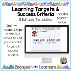 a computer screen with the words learning targets and success criteria written on it