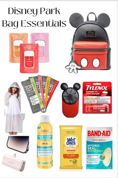 the contents of a disney park bag essentials