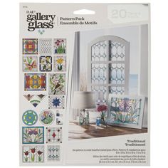 the pattern pack for quiltery glass is shown in front of an open window with flowers and