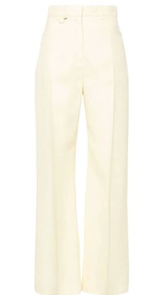 pale yellow, knitted construction, tonal stitching, pressed crease, dart detailing to the rear, belt loops, high-waisted, two rounded pockets to the sides, concealed front button, hook and zip fastening, flared hem, unlined Flared Trousers, Yellow Knit, Flare Trousers, Just Video, Pale Yellow, Dart, Wardrobe Essentials, Must Haves, Fashion Forward