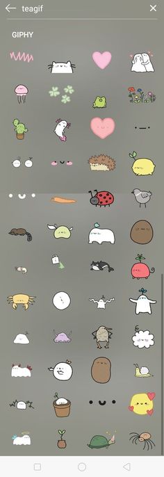 some stickers that are on the back of a cell phone, with different types of animals