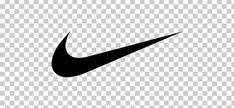 the nike logo on a white background, it is black and has a long shadow