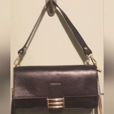 Nwt Divina Firenze "Abbi" Crossbody/Shoulder Bag, Has Both Straps And Both Straps Are Removable, Black Italian Pebbled Leather, Gold Hardware, No Flaws 11" X 6" X 3" Everyday Luxury Flap Baguette Bag, Luxury Baguette Bag For Everyday Use, Luxury Baguette Bag With Adjustable Strap And Flap, Designer Clutch With Detachable Strap For Daily Use, Evening Satchel With Detachable Strap And Flap, Designer Clutch With Detachable Strap For Everyday, Evening Bag With Removable Pouch And Flap Shape, Elegant Satchel With Handle Drop And Flap, Luxury Evening Bag With Adjustable Strap And Double Handle