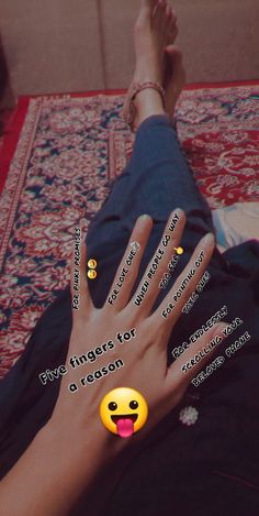 someone's hand with emoticions on it and the caption says, put fingers for reason