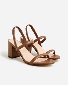 J.Crew: Lucie Slingback Block-heel Sandals In Leather For Women Wedding Dance Floors, Church's Shoes, Silver Flip Flops, Leopard Print Sandals, Dance Floors, Pink Patent Leather, Slip On Espadrilles, Leather Thong Sandals, Leather Slide Sandals