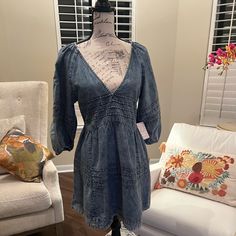 Free People Blue Jean Dress Blue Jean Dress, Modern Kimono, Black Floral Maxi Dress, Free People Maxi, Ribbed Maxi Dress, Free People Maxi Dress, Cutout Maxi Dress, Jean Dress, Embroidered Maxi Dress