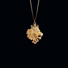 MINI Lion Crown Pendant - johnnysaintstudio Lion Crown, Lion Jewelry, Lion Charm, Crown Pendant, Gold Lion, Crown Necklace, Solid Gold Chains, Mini Pendants, Box Making