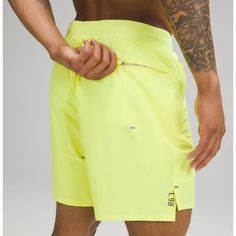 Lululemon Men’s License To Train 7” Shorts In Electric Lemon Size Small Nwt Fzap Faded Zap Train Hard, Adventure Harder. Abrasion-Resistant Fabric Adds Protection Against Barbells And Branches. Abrasion-Resistant Fabric (1) Abrasion Resistant (2) Sweat Wicking (3) Quick Drying Classic-Tapered Fit, 7” Length-Streamlined Fit That Gives Glutes And Thighs Breathing Room, Then Tapers To Hem Product Features: Quick Drying Mesh Waistband Waistband Drawcord Can Be Worn Inside Or Out To Give You Options Functional Yellow Activewear For Summer, Yellow Go-dry Shorts For Summer, Yellow Athletic Shorts With Built-in Liner For Gym, Yellow Athletic Shorts With Built-in Shorts For Gym, Yellow Athletic Shorts For Gym, Yellow Bottoms For Summer Running, Yellow Go-dry Bottoms For Running, Yellow Go-dry Running Bottoms, Yellow Athleisure Bottoms For Running