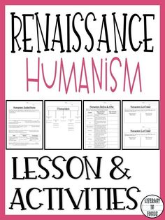 the text reads renaissancee humanism lesson and activities for kids to use in this class