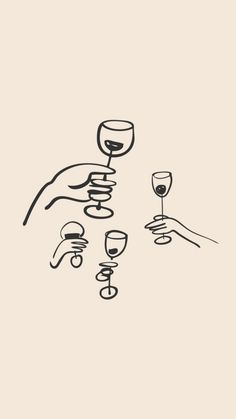 two hands are holding wine glasses and one is pouring them into the other's hand