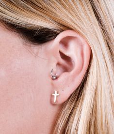 "Small Cross Earrings - Simple Gold Stud Earrings  ▸▸This is for a pair of earrings ◂◂ ▸▸ Size ◂◂ 9mm x 6mm ▸▸ Materials ◂◂ -Silver - all components are sterling silver 925. -Gold: brass cross + sterling silver posts- all coated with high quality 18k gold. -Rose Gold: brass cross + sterling silver posts- all coated with high quality rose gold. ▸▸ Backs◂◂ sterling silver / gold-coated butterfly backs + silicon backs. - For Silver / Rose Gold Cross Earrings: https://etsy.me/2z3Iy5R - For matching Minimalist Hypoallergenic Cross Earrings, Gold Cross Earrings, Cross Stud Earrings, Minimalist Stud Earrings, Dainty Choker Necklace, Clean Sterling Silver, Cross Earrings Studs, Choker Collar Necklace, Minimalist Earrings Studs