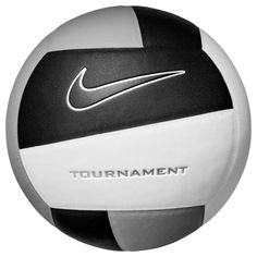 a black and white ball with the nike tournament logo on it