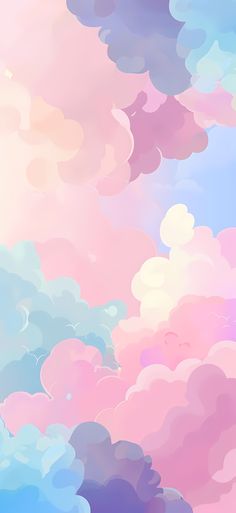 the sky is filled with colorful clouds in pastel colors