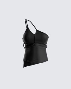 Not your average black top because normal is boring 💁🏻‍♀️ Make a statement with this strappy cutie - the devil's in the details 💅🏼 Strappy Party Top With Built-in Bra, Trendy Strapped Party Tops, Trendy Party Tops With Straps, Black Tops With Built-in Bra For Club, Edgy Party Tops With Built-in Bra, Black Strappy Tank Top For Party, Trendy Triangle Top For Party, Edgy Solid Color Top For Club, Edgy Solid Color Club Top