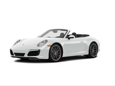 a white porsche convertible parked in front of a white background