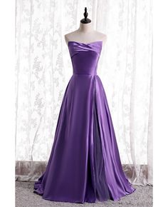 Buy simple purple satin strapless evening dress with laceup at affordable price online. Free shipping and pro custom service since 2009. Purple Strapless Prom Dress, Extravagant Dresses, Heaven Clothes, Purple Outfit, Long Party Dress, Strapless Evening Gowns, Strapless Evening Dress, Strapless Prom Dress, Satin Dress Long