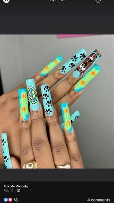 Scooby Do Nails Halloween, Character Nail Art Designs, Danny Phantom Nails, Character Nails Acrylic, 25th Birthday Nail Ideas, Velma Nails, Scooby Doo Nails Acrylic, Dora Nails, Crazy Acrylic Nails Designs