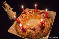 there is a cake with candles on it