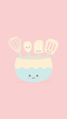 some kind of cartoon character in a bowl with spoons and whisks on it