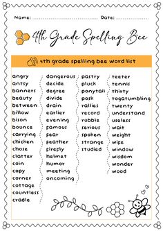 a printable spelling practice sheet for the grade spelling box, with words and pictures