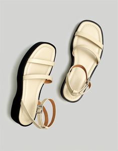 The Birdie Double-Strap Platform Sandal Madewell Sandals, Office Casual Outfit, Weekend Activities, Trending Sandals, Madewell Shoes, Leather Slide Sandals, Leather Slides, Work Shoes, Ankle Strap Sandals