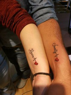 two people with matching tattoos on their arms that say, i love you and grandma