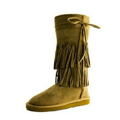 Women Boots Casual Winter Boots With Fringe, Casual Fringe Winter Boots, Casual Winter Fringe Boots, Winter Fringe Boots With Round Toe, Brown Fringe Winter Boots, Leather Uggs, Aquatalia Boots, Ugg Classic Mini Boot, Winter Boots Women Waterproof