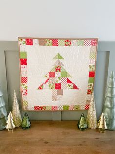 My Christmas Tree Pieced Quilt Wallhanging Patterns, Christmas Tree Wall Hanging, Jean Quilts, Tree Wall Hanging, Christmas Tree Inspo, Table Topper Patterns, Christmas Tree Quilt, Winter Sewing, Quilt Christmas