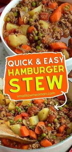 two bowls filled with hamburger stew on top of a table