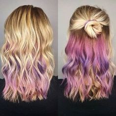 Pink And Purple Hair, Peekaboo Hair Colors, Peekaboo Highlights, Candy Hair, Brown Blonde Hair, Hair Blog, Pastel Hair