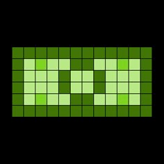 a cross stitch pattern in green and white with squares on the bottom, as well as two